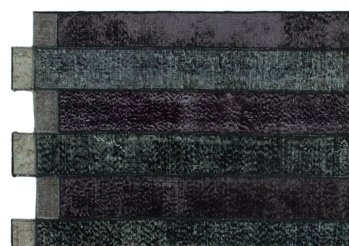 Iskece 24817 Black Patchwork Wool Handmade Area Rug 5'3" x 7'7"