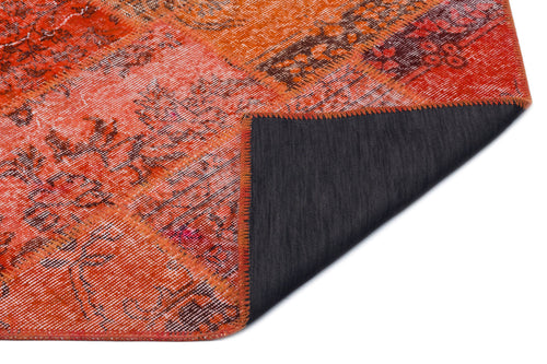 Iskece 24846 Red Patchwork Wool Handmade Area Rug 5'3" x 7'7"