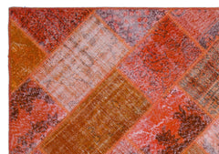 Iskece 24846 Red Patchwork Wool Handmade Area Rug 5'3" x 7'7"