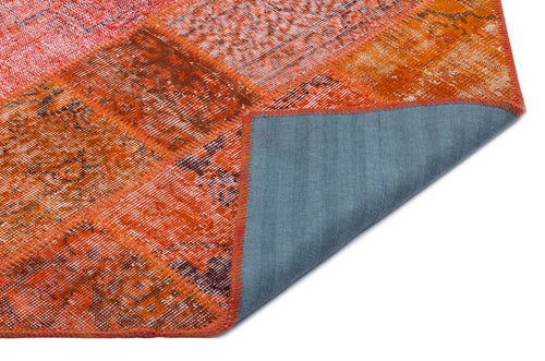 Iskece Orange Vintage Wool Handmade Area Rug 5'3" x 7'7"