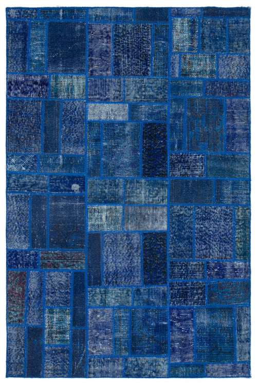 Iskece Blue Vintage Wool Handmade Area Rug 3'11" x 6'0"