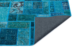 Iskece 24859 Turquoise Patchwork Wool Handmade Area Rug 5'3" x 7'7"