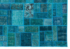 Iskece 24859 Turquoise Patchwork Wool Handmade Area Rug 5'3" x 7'7"