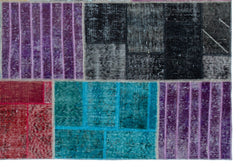 Iskece 24866 Beige Patchwork Wool Handmade Area Rug 5'3" x 7'7"