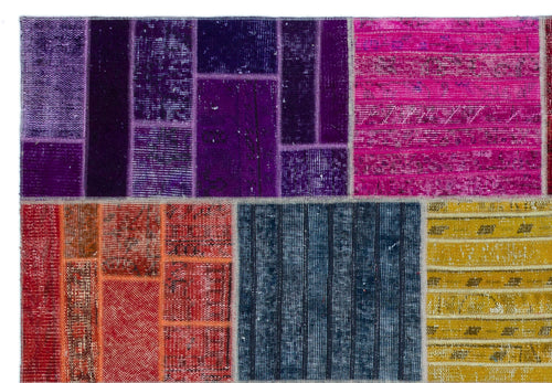 Iskece 24866 Beige Patchwork Wool Handmade Area Rug 5'3" x 7'7"