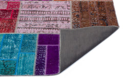 Iskece 24868 Beige Patchwork Wool Handmade Area Rug 5'3" x 7'7"