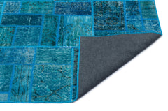 Iskece 24871 Turquoise Patchwork Wool Handmade Area Rug 5'3" x 7'7"