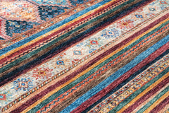 Burgundy Striped Area Rug - Cotton Chenille Digital Print Carpet for Living Room