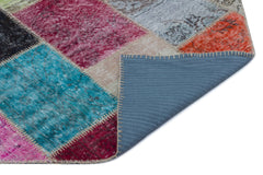 Iskece 24895 Beige Patchwork Wool Handmade Area Rug 3'11" x 5'11"