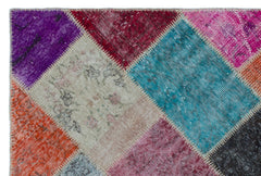 Iskece 24895 Beige Patchwork Wool Handmade Area Rug 3'11" x 5'11"