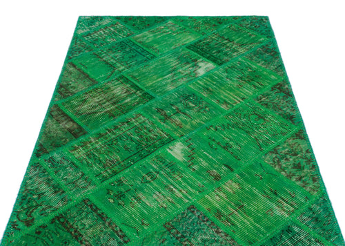 Iskece 24897 Green Vintage Wool Handmade Area Rug 3'11" x 5'11"