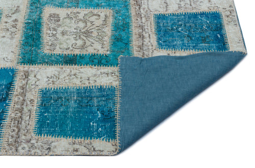 Iskece Turquoise Vintage Wool Handmade Area Rug 5'3" x 7'10"