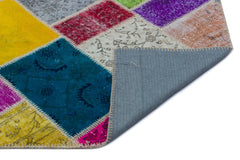 Iskece 24921 Beige Patchwork Wool Handmade Area Rug 5'3" x 7'7"