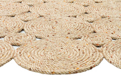 Beige Jute Rug – Geometric Pattern Flatweave Area Rug with Soft Texture