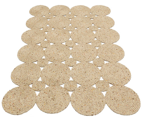 Beige Jute Rug – Geometric Pattern Flatweave Area Rug with Soft Texture