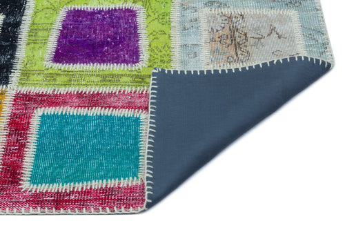 Iskece 25022 Beige Patchwork Wool Handmade Area Rug 5'3" x 7'10"