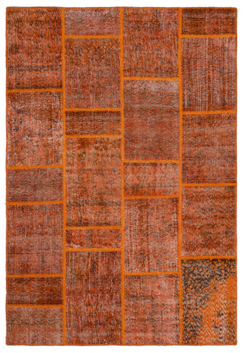 Iskece 25028 Orange Vintage Wool Handmade Area Rug 5'3" x 7'7"