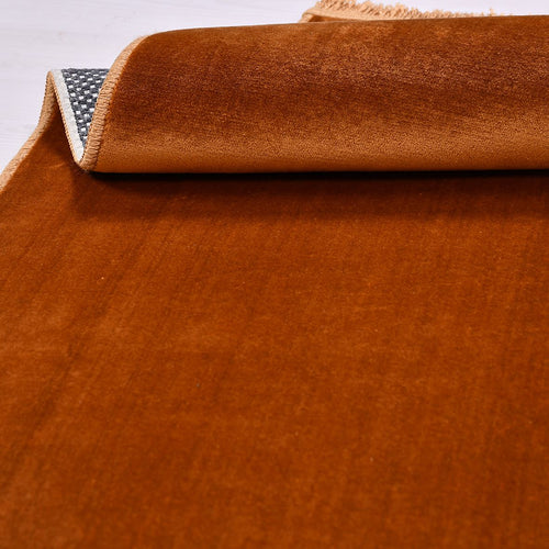 Natural Latex Area Rug - Modern Orange Non Slip 9 mm Pile Rug for Living Room