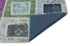 Iskece 25035 Beige Patchwork Wool Handmade Area Rug 5'3" x 7'10"