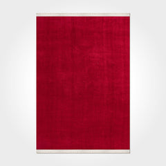 Natural Latex Area Rug - Modern Red Non Slip 9 mm Pile Rug for Living Room