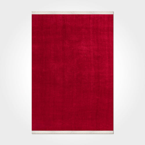 Natural Latex Area Rug - Modern Red Non Slip 9 mm Pile Rug for Living Room