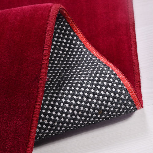 Natural Latex Area Rug - Modern Red Non Slip 9 mm Pile Rug for Living Room