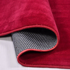 Natural Latex Area Rug - Modern Red Non Slip 9 mm Pile Rug for Living Room