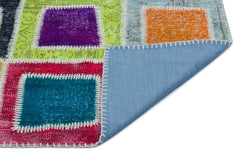 Iskece 25040 Beige Patchwork Wool Handmade Area Rug 5'3" x 7'10"