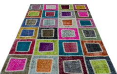 Iskece 25040 Beige Patchwork Wool Handmade Area Rug 5'3" x 7'10"