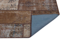 Iskece 25048 Brown Patchwork Wool Handmade Area Rug 2'7" x 4'11"
