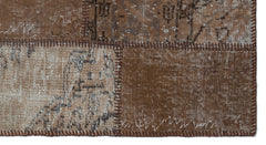 Iskece 25048 Brown Patchwork Wool Handmade Area Rug 2'7" x 4'11"