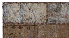 Iskece 25048 Brown Patchwork Wool Handmade Area Rug 2'7" x 4'11"