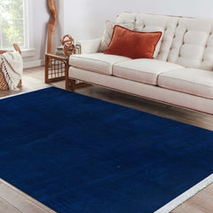 Natural Latex Area Rug – Navy Blue Modern Non Slip Latex Rug 9 mm Pile