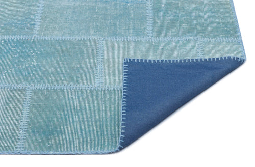 Iskece 25050 Turquoise Patchwork Wool Handmade Area Rug 2'7" x 4'11"