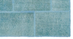 Iskece 25050 Turquoise Patchwork Wool Handmade Area Rug 2'7" x 4'11"