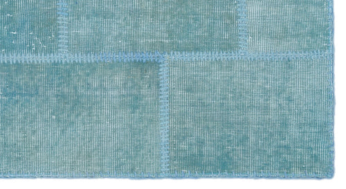 Iskece 25050 Turquoise Patchwork Wool Handmade Area Rug 2'7" x 4'11"