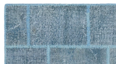 Iskece 25052 Blue Patchwork Wool Handmade Area Rug 2'7" x 4'11"