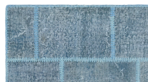 Iskece 25052 Blue Patchwork Wool Handmade Area Rug 2'7" x 4'11"