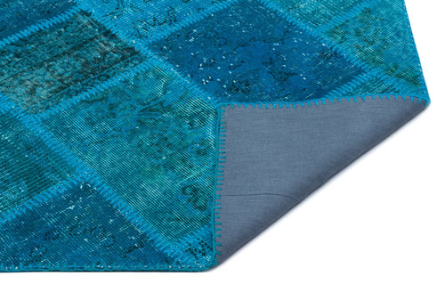 Iskece 25057 Turquoise Patchwork Wool Handmade Area Rug 2'7" x 4'11"
