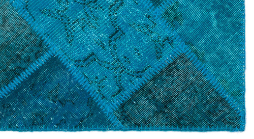 Iskece 25057 Turquoise Patchwork Wool Handmade Area Rug 2'7" x 4'11"