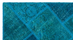 Iskece 25057 Turquoise Patchwork Wool Handmade Area Rug 2'7" x 4'11"