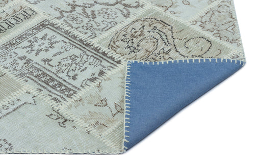 Iskece 25059 Beige Patchwork Wool Handmade Area Rug 2'7" x 4'11"