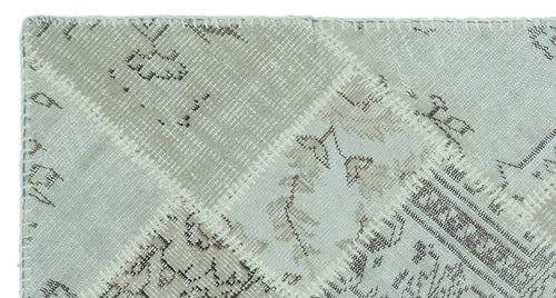 Iskece 25059 Beige Patchwork Wool Handmade Area Rug 2'7" x 4'11"