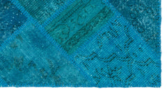 Iskece 25064 Turquoise Patchwork Wool Handmade Area Rug 2'7" x 4'11"