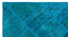 Iskece 25064 Turquoise Patchwork Wool Handmade Area Rug 2'7" x 4'11"