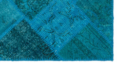 Iskece 25065 Turquoise Patchwork Wool Handmade Area Rug 2'7" x 4'11"
