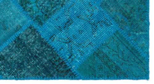 Iskece 25065 Turquoise Patchwork Wool Handmade Area Rug 2'7" x 4'11"