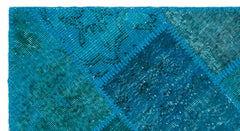 Iskece 25065 Turquoise Patchwork Wool Handmade Area Rug 2'7" x 4'11"