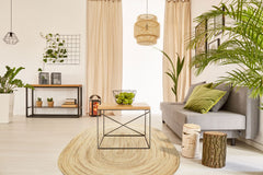 Modern Jute Rug - Beige Hand Woven Natural Fiber Carpet | Dust Free, Easy Clean