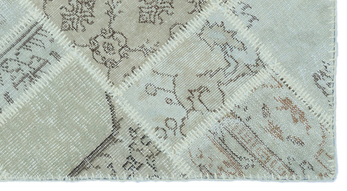 Iskece 25070 Beige Patchwork Wool Handmade Area Rug 2'7" x 4'11"